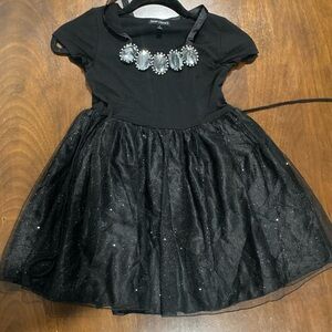 Black Dress with Sparkling Skirt and Gem Detail